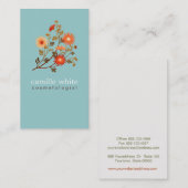 Kleurrijke Retro Sinaasappel en Rode Bloemen Visitekaartje (Voorkant / Achterkant)