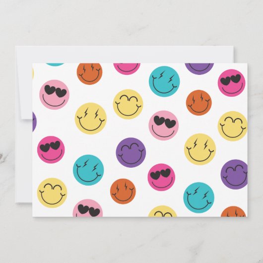 Kleurrijke Retro Smiles Emoji Checker Foto Verjaar Kaart (Achterkant)