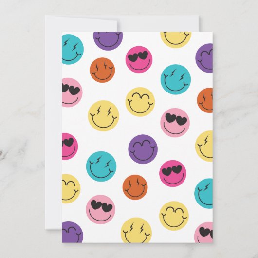 Kleurrijke Retro Smiles Emoji Checker Kids Verjaar Kaart (Achterkant)