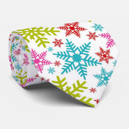 Kleurrijke Retro Sneeuwvlokken Kerstmis Stropdas