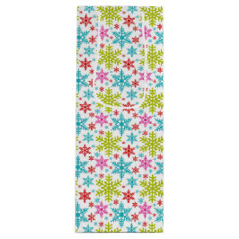 Kleurrijke Retro Sneeuwvlokken Kerstmis Wijn Cadeautas