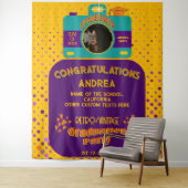 Kleurrijke Retro Speelse Afstudeerder Party Art S Wandkleed (In situ)