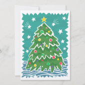 Kleurrijke Retro Stamp Stijl Kerstboom Feestdagenkaart (Voorkant)
