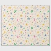 Kleurrijke Retro Starburst en Doodle Patroon Cadeaupapier (Vlak)