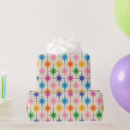 Kleurrijke Retro Starbursts Mid Century Modern Cadeaupapier