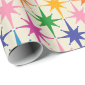 Kleurrijke Retro Starbursts Mid Century Modern Cadeaupapier (Rol Hoek)