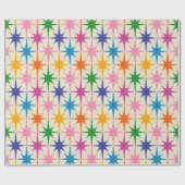 Kleurrijke Retro Starbursts Mid Century Modern Cadeaupapier (Vlak)