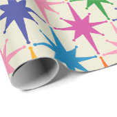 Kleurrijke Retro Starbursts Mid Century Modern Cadeaupapier (Rol Hoek)