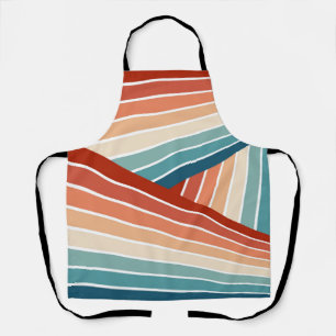 Kleurrijke retro stijl diagonaal regenboog ontwerp schort