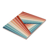 Kleurrijke retro stijl diagonaal regenboog ontwerp tegeltje (Zijkant)