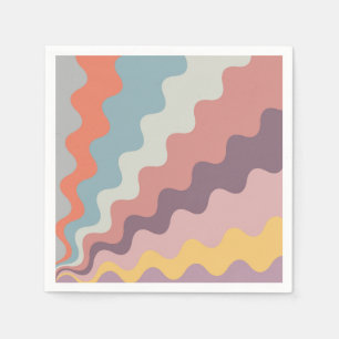 Kleurrijke retro stijl diagonale golven servet