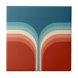 Kleurrijke Retro stijl dubbele boog decoratie Tegeltje