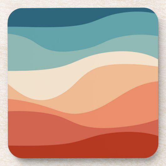 Kleurrijke retro-stijl golft decoratie bier onderzetter (Voorkant)