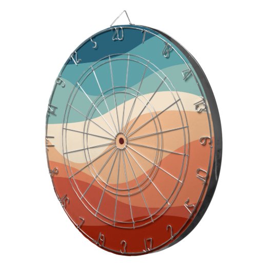 Kleurrijke retro-stijl golft decoratie dartbord (Voorkant Rechts)