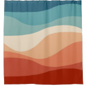 Kleurrijke retro-stijl golft decoratie douchegordijn (Voorkant)