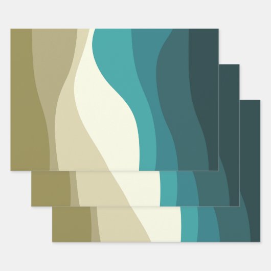 Kleurrijke retro-stijl golft decoratie inpakpapier vel (Set)