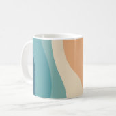 Kleurrijke retro-stijl golft decoratie koffiemok (Voorkant links)