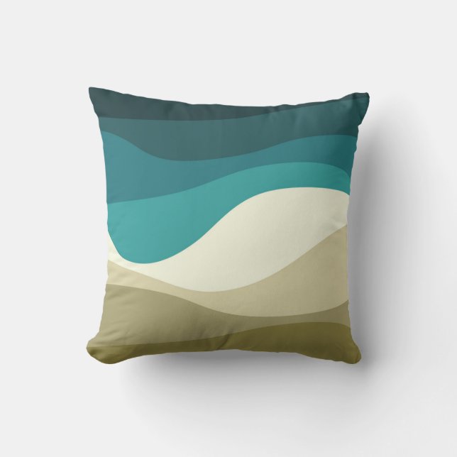 Kleurrijke retro-stijl golft decoratie kussen (Voorkant)