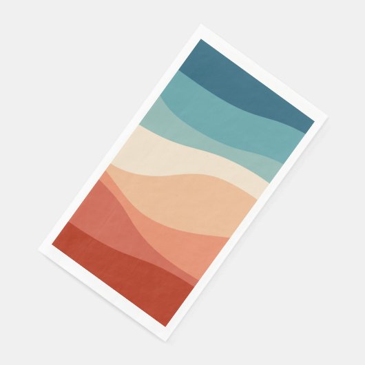 Kleurrijke retro-stijl golft decoratie servet (Hoek)