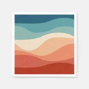 Kleurrijke retro-stijl golft decoratie servet