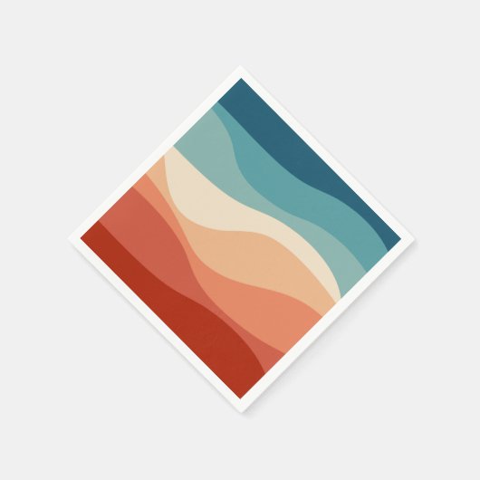 Kleurrijke retro-stijl golft decoratie servet (Hoek)