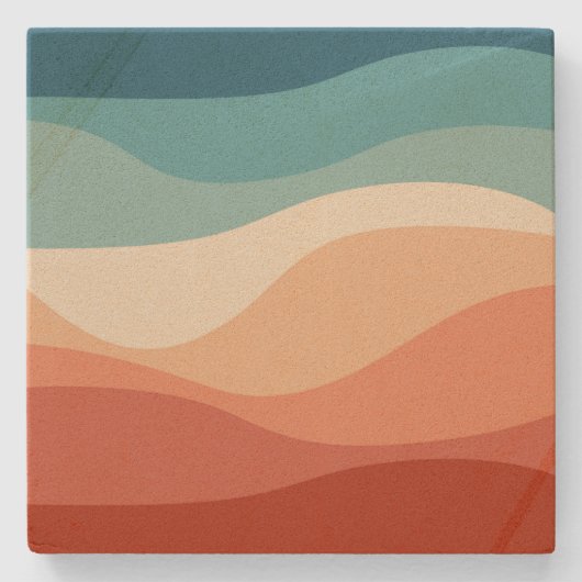 Kleurrijke retro-stijl golft decoratie stenen onderzetter (Voorkant)