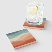 Kleurrijke retro-stijl golft decoratie stenen onderzetter (Zijkant)