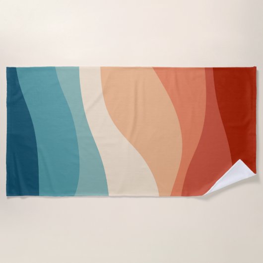 Kleurrijke retro-stijl golft decoratie strandlaken (Voorkant)