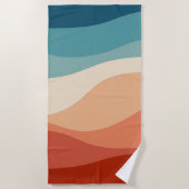 Kleurrijke retro-stijl golft decoratie strandlaken (Voorkant)