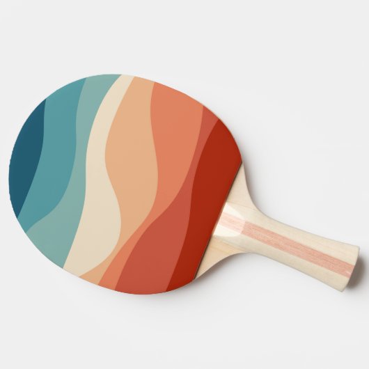 Kleurrijke retro-stijl golft decoratie tafeltennisbatje (Zijkant)