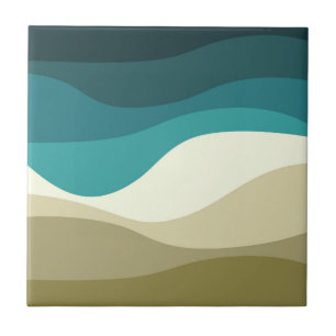 Kleurrijke retro-stijl golft decoratie tegeltje