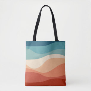 Kleurrijke retro-stijl golft decoratie tote bag