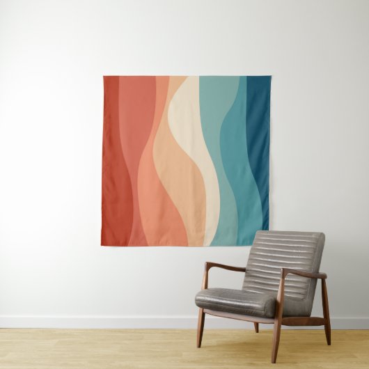 Kleurrijke retro-stijl golft decoratie wandkleed (In Situ (horizontaal))