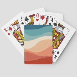 Kleurrijke retro stijl golven decoratie pokerkaarten