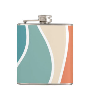 Kleurrijke retro stijl golven heupfles