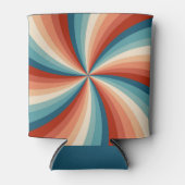 Kleurrijke retro stijl golvende zonnestralen blikjeskoeler (Voorkant)