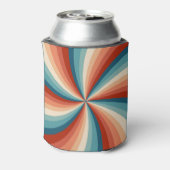 Kleurrijke retro stijl golvende zonnestralen blikjeskoeler (Blikje Achterkant)