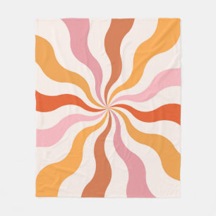 Kleurrijke retro stijl golvende zonnestralen fleece deken