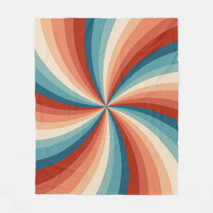 Kleurrijke retro stijl golvende zonnestralen fleece deken