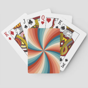 Kleurrijke retro stijl golvende zonnestralen pokerkaarten