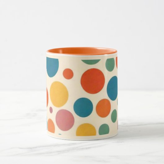 Kleurrijke retro stijl polka dot mok (Midden)