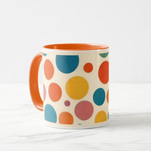 Kleurrijke retro stijl polka dot mok (Voorkant links)