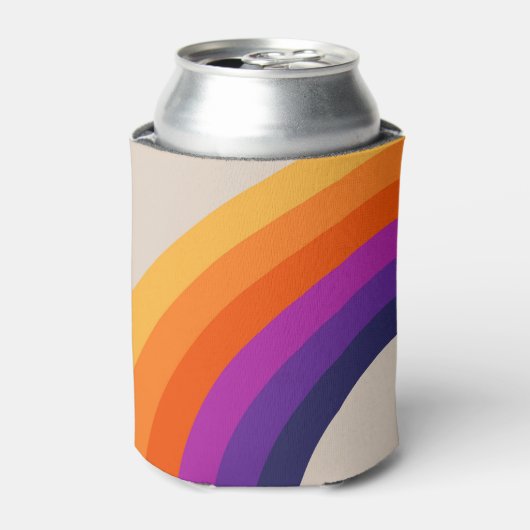 Kleurrijke retro stijl regenboog kunst blikjeskoeler (Blikje Voorkant)