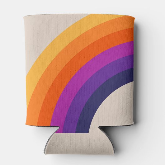 Kleurrijke retro stijl regenboog kunst blikjeskoeler (Achterkant)