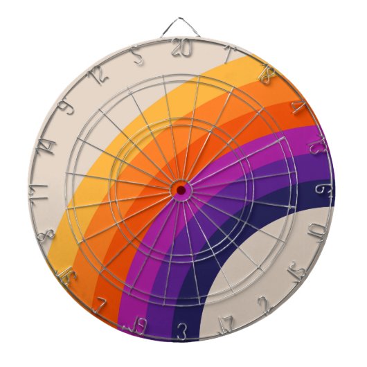 Kleurrijke retro stijl regenboog kunst dartbord (Voorkant)