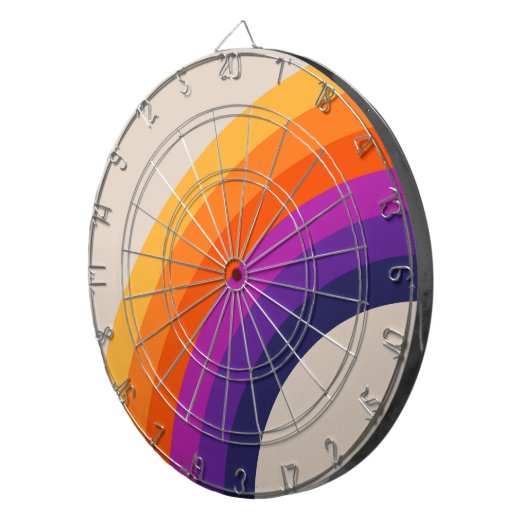 Kleurrijke retro stijl regenboog kunst dartbord (Voorkant Rechts)