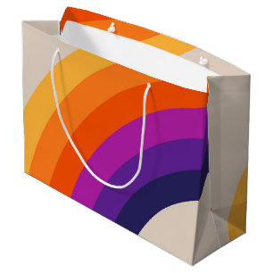 Kleurrijke retro stijl regenboog kunst groot cadeauzakje