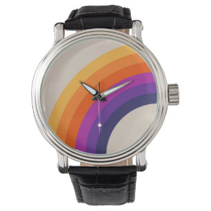 Kleurrijke retro stijl regenboog kunst horloge