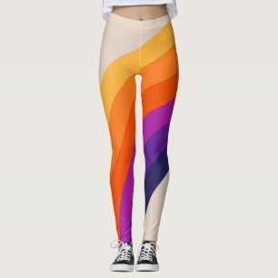 Kleurrijke retro stijl regenboog kunst leggings