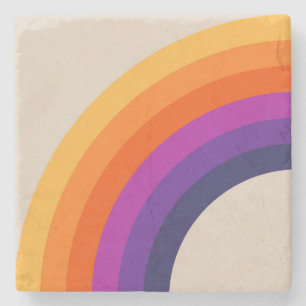 Kleurrijke retro stijl regenboog kunst stenen onderzetter